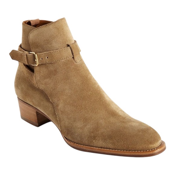 YSL SAINT LAURENT Wyatt Jodphur Suede Mid Heel Boots - Picture 1 of 6